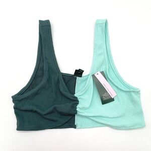 Wild Fable Womens Two Tone Ribbed Tank Top Large Layering Street Y2K Clean Girl
